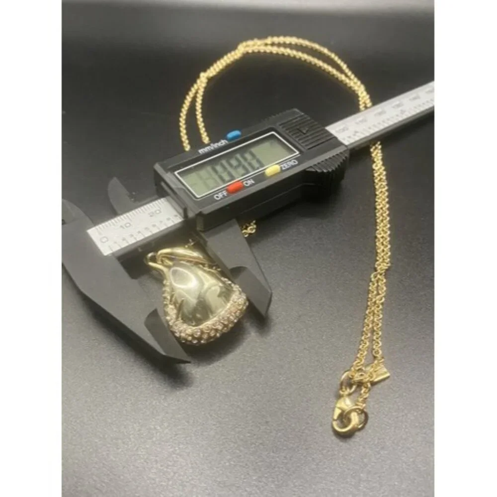 Signed Alexis Bittar Necklace Smoky Mirrored Crystal Teardrop Pendant 32" Gold - Picture 10 of 11